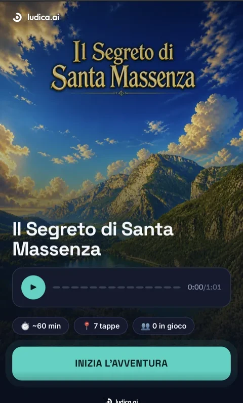 Cover of the «Il Segreto di Santa Massenza» experience: 7 stages, about 60 minutes, with an audio intro.